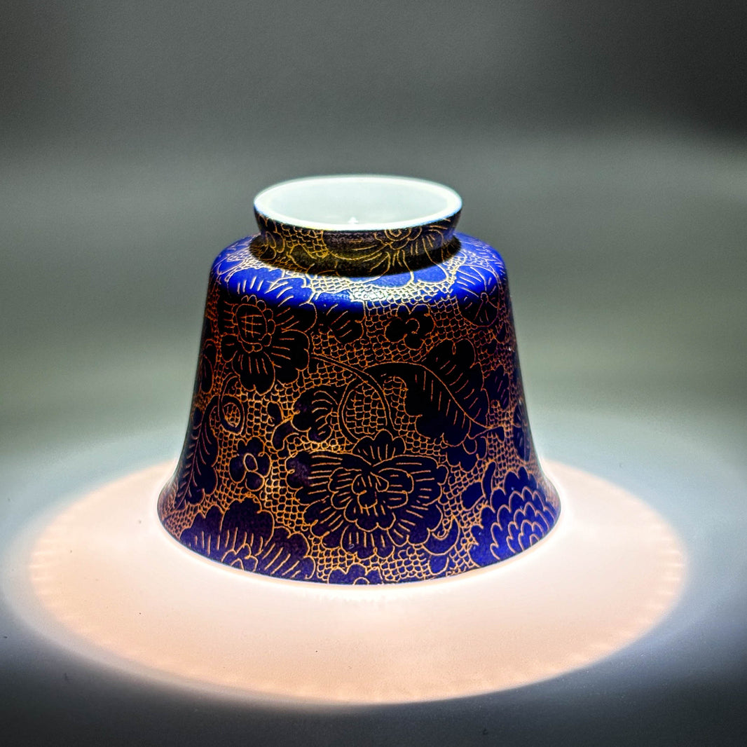 Petal Whisper Short Teacup Blue with Gilded Lines