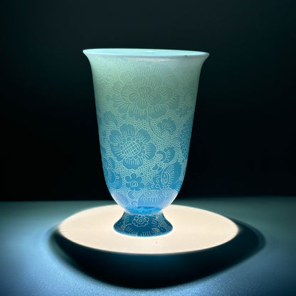 Petal Whisper Tall Teacup Navy